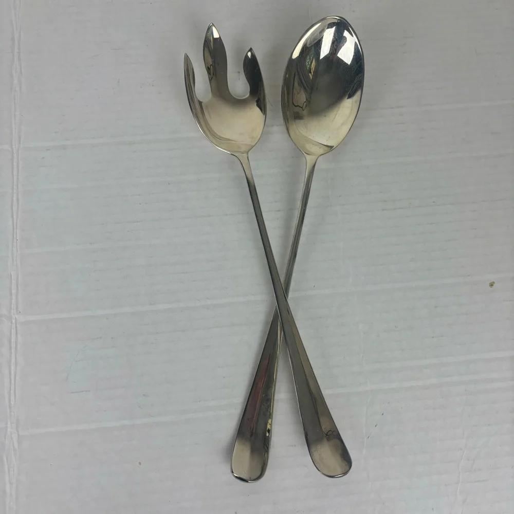 MCM-silver plated serving spoon/fork set-vintage